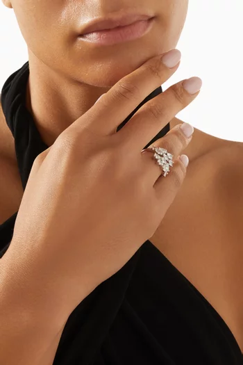 خاتم مفتوح بتصميم ملفوف مرصع بأحجار زركونيا نحاس مطلي روديوم