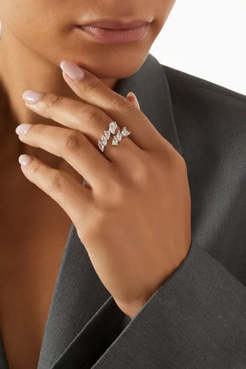 CZ Open Wrap Ring in Rhodium-plated Brass