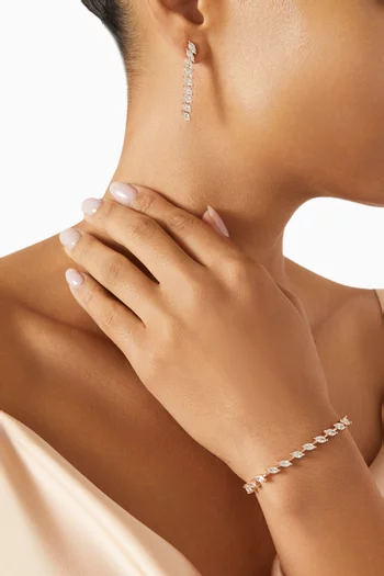 أقراط متدلية مرصعة بأحجار زركونيا ماركيز نحاس مطلي بلون ذهبي وردي