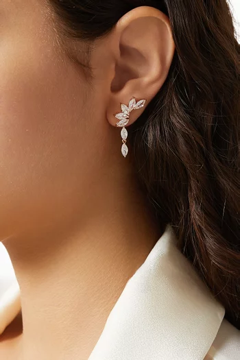 CZ Marquis Curved Earrings in Rose-gold Plated Brass
