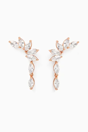 CZ Marquis Curved Earrings in Rose-gold Plated Brass