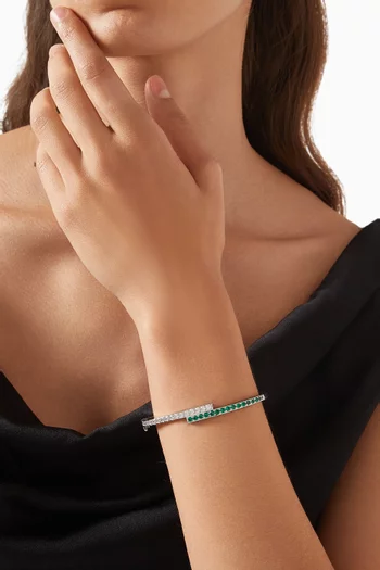 CZ Overlap Hinge Bracelet in Rhodium-plated Brass