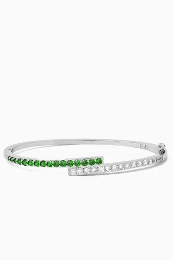 CZ Overlap Hinge Bracelet in Rhodium-plated Brass