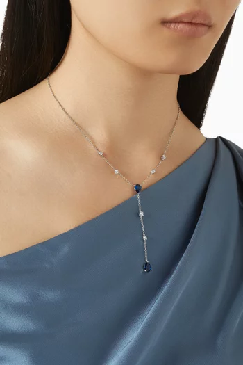 CZ Y Necklace in Rhodium-plated Brass