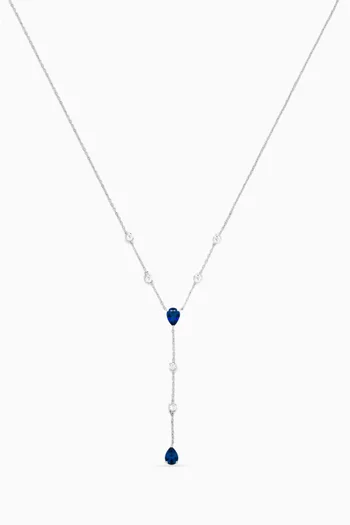 CZ Y Necklace in Rhodium-plated Brass