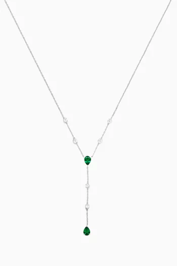 CZ Y Necklace in Rhodium-plated Brass