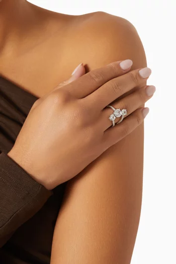 CZ Open Claw Ring in Rhodium-plated Brass