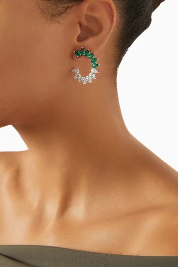 أقراط بتصميم حلزوني مرصعة بأحجار زركونيا نحاس مطلي روديوم