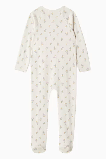 Printed Zip-up Sleepsuit in Organic Cotton