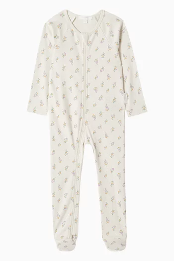 Printed Zip-up Sleepsuit in Organic Cotton