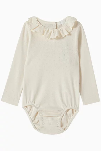 Ruffle Pointelle Bodysuit in Organic Cotton