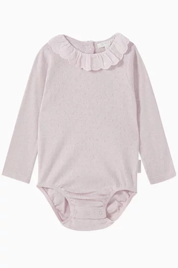 Ruffle Pointelle Bodysuit in Organic Cotton