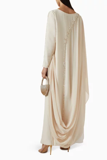 Bead-embellished Drape Dress in Chiffon