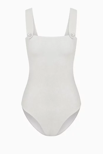 Pearl Button Embellished One-piece Swimsuit