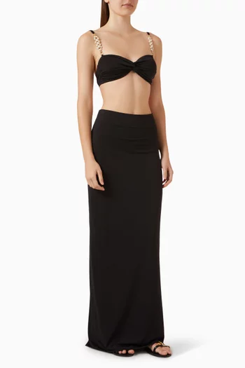 Faux-pearl Embellished Bustier Top & Skirt Set