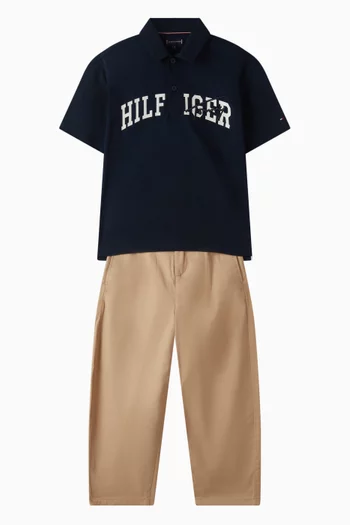 Mixed Logo Polo Shirt in Cotton