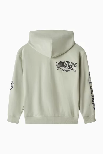 Mixed Graphic Snap-button Hoodie in Cotton-blend