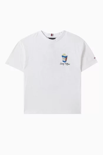 Graphic Textured T-Shirt in Cotton