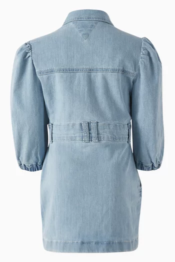 Puff-sleeve Dress in Denim