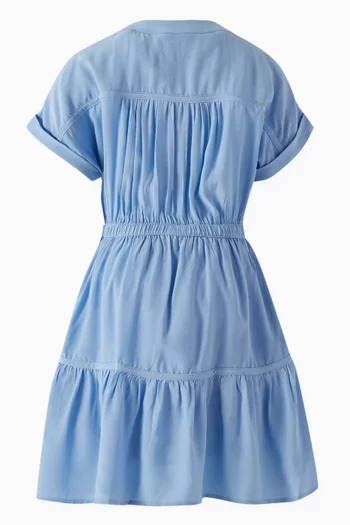 Short Sleeve Tiered Shirt Dress in Viscose