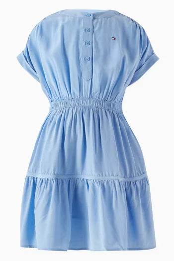 Short Sleeve Tiered Shirt Dress in Viscose