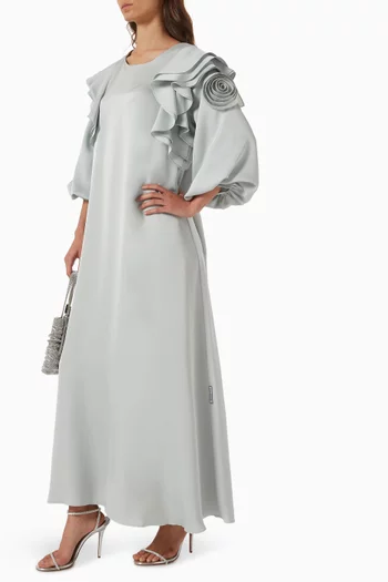 Ruffle Maxi Dress in Crepe