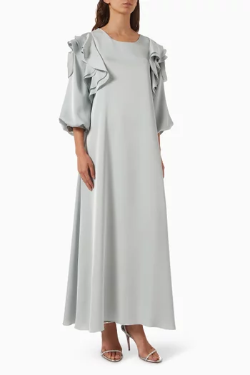 Ruffle Maxi Dress in Crepe