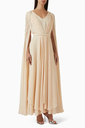 Drape Pearl-embellished Dress in Chiffon