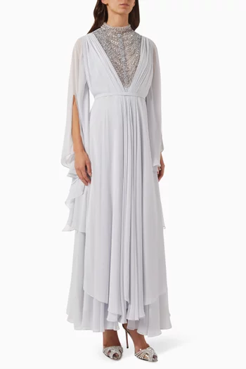 Crystal-embellished Kaftan in Chiffon