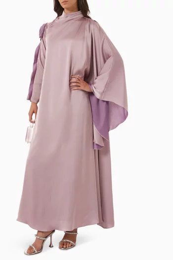 Draped-neck Dress in Silk-organza