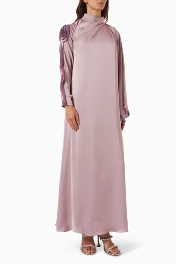 Draped-neck Dress in Silk-organza