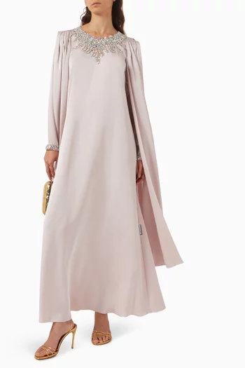 Crystal-embellished Scarf Dress in Crepe