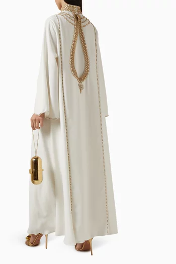 Bead & Pearl-embellished Dress in Crepe