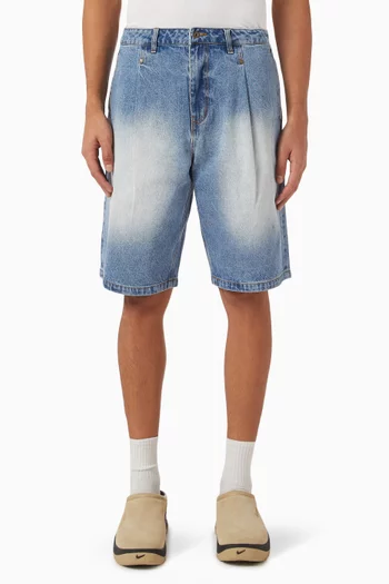Pleated Shorts in Denim