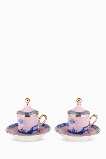 Oriente Italiano Coffee Cup & Saucer in Porcelain, Set of 2
