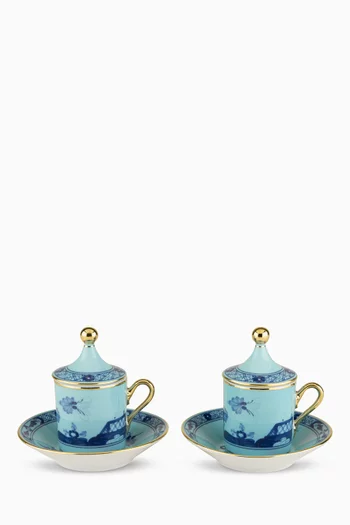 Oriente Italiano Coffee Cup & Saucer in Porcelain, Set of 2