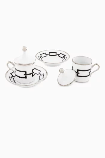 Catene Coffee Cup & Saucer in Porcelain, Set of 2