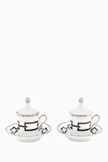 Catene Coffee Cup & Saucer in Porcelain, Set of 2