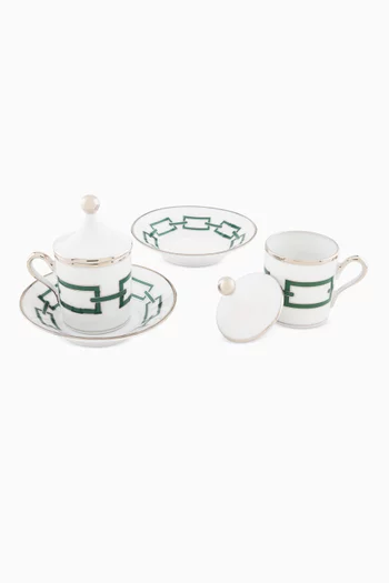 Catene Coffee Cup & Saucer in Porcelain, Set of 2