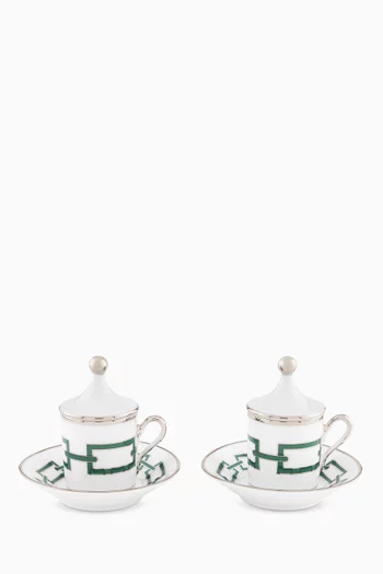 Catene Coffee Cup & Saucer in Porcelain, Set of 2