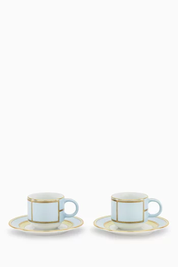 Colonna Coffee Cup & Saucer in Porcelain, Set of 2