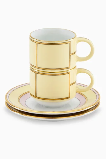 Colonna Coffee Cup & Saucer in Porcelain, Set of 2