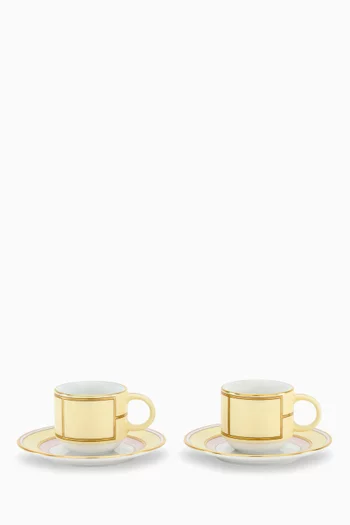 Colonna Coffee Cup & Saucer in Porcelain, Set of 2