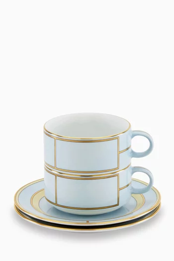 Colonna Tea Cup & Saucer in Porcelain, Set of 2