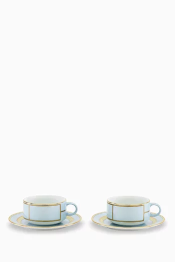 Colonna Tea Cup & Saucer in Porcelain, Set of 2