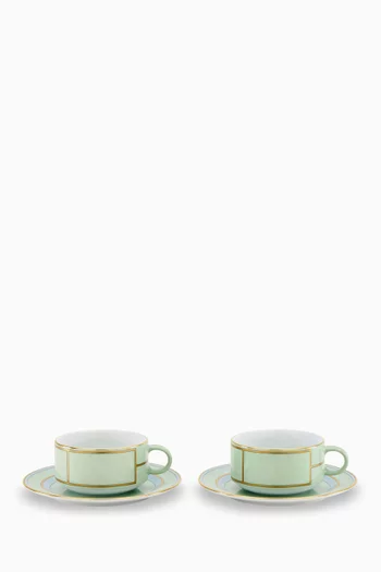 Colonna Tea Cup & Saucer in Porcelain, Set of 2