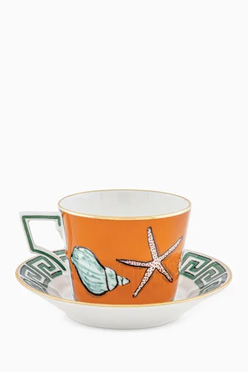 Coffee Cup with Saucer in Porcelain, Set of 2