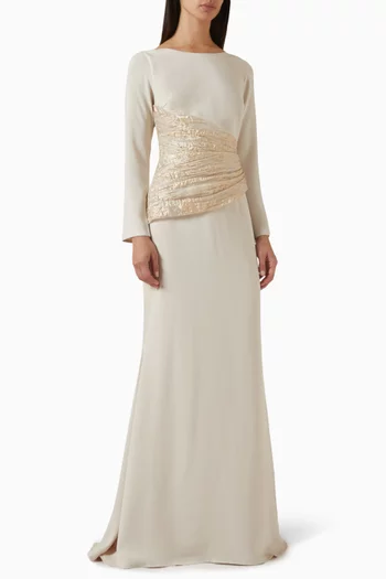 Draped-waist Gown