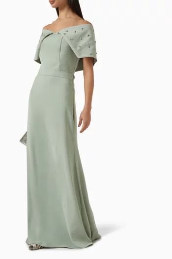 Embellished Off-shoulder Gown