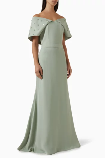 Embellished Off-shoulder Gown
